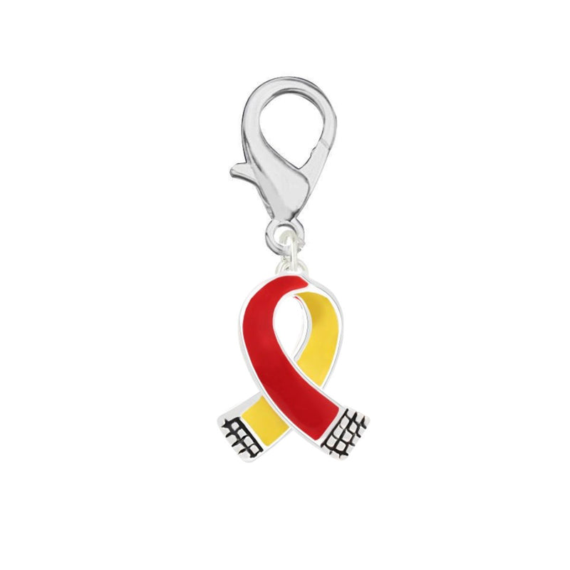 Small Red & Yellow Awareness Ribbon Hanging Charms - Fundraising For A Cause
