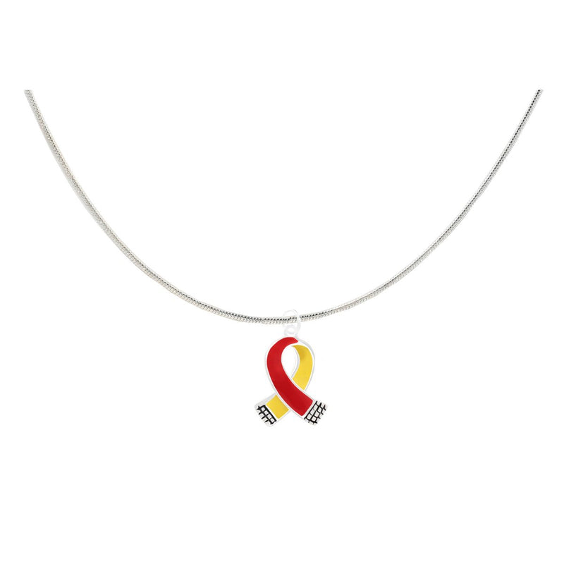 Small Red & Yellow Ribbon Awareness Necklaces - Fundraising For A Cause