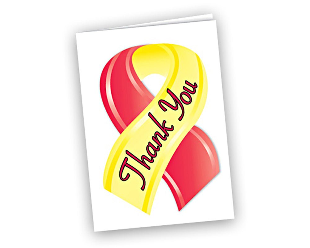 Small Red & Yellow Ribbon Thank You Cards (12 Cards/Pack) - Fundraising For A Cause
