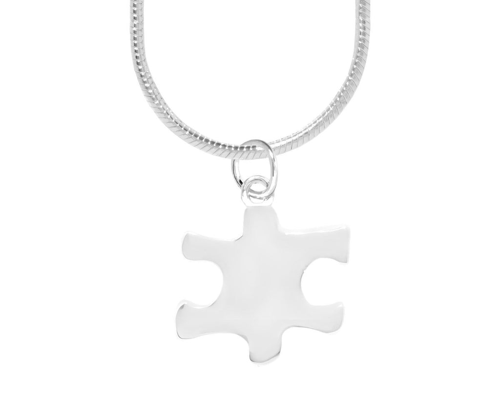 Small Silver Puzzle Piece Necklaces - Fundraising For A Cause