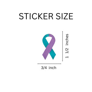 Small Teal & Purple Ribbon Stickers (250 per Roll) - Fundraising For A Cause