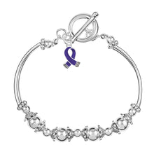 Load image into Gallery viewer, Small Violet Ribbon Charm Partial Beaded Bracelets - Fundraising For A Cause
