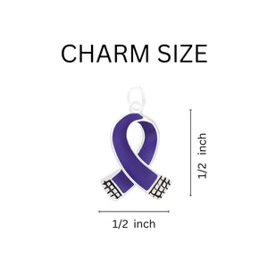 Small Violet Ribbon Charm Silver Beaded Bracelets - Fundraising For A Cause