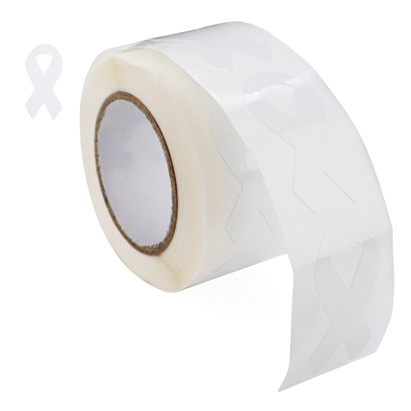 Small White Ribbon Stickers (per Roll) - Fundraising For A Cause