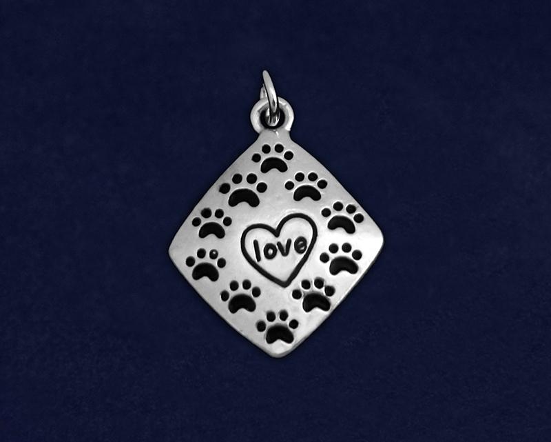 Square Love Paw Print Charm - Fundraising For A Cause