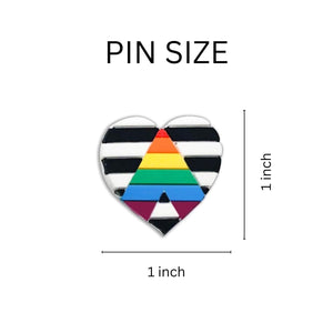 Straight Ally LGBTQ Gay Pride Heart Silicone Pins - Fundraising For A Cause