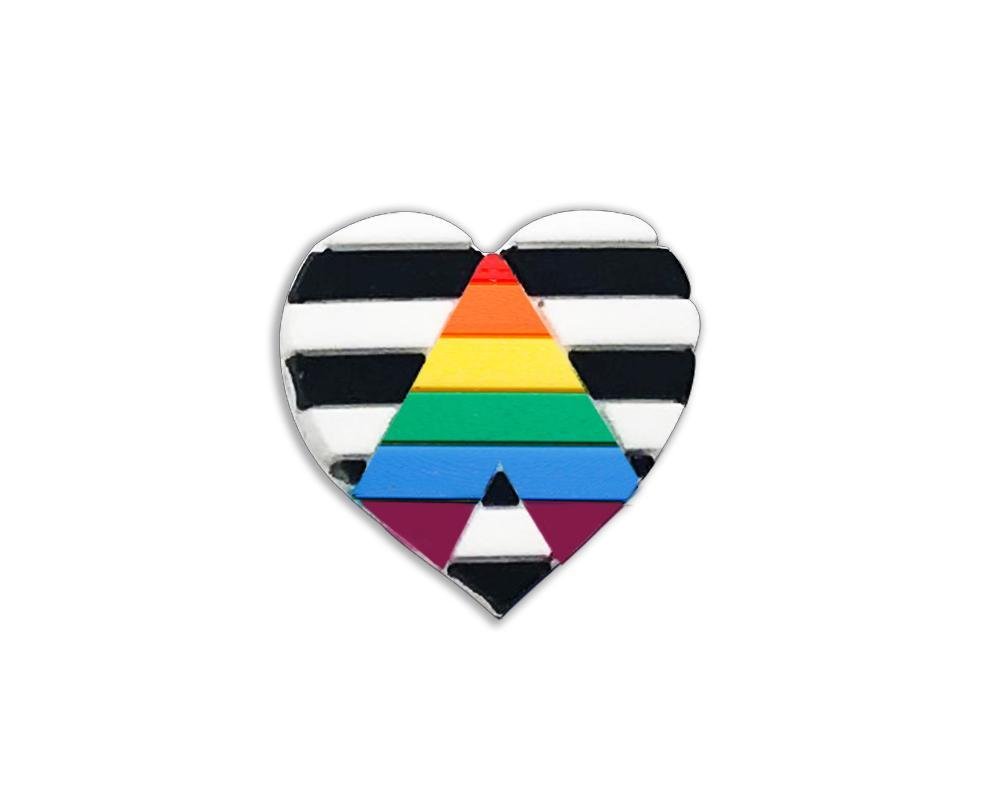 Straight Ally LGBTQ Gay Pride Heart Silicone Pins - Fundraising For A Cause