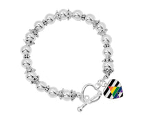Load image into Gallery viewer, Straight Ally LGBTQ Pride Heart Charm Silver Beaded Bracelets - Fundraising For A Cause