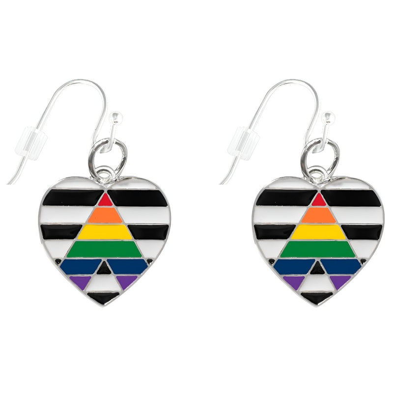 Straight Ally LGBTQ Pride Heart Hanging Earrings - Fundraising For A Cause
