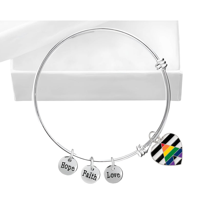 Straight Ally LGBTQ Pride Heart Retractable Charm Bracelets - Fundraising For A Cause