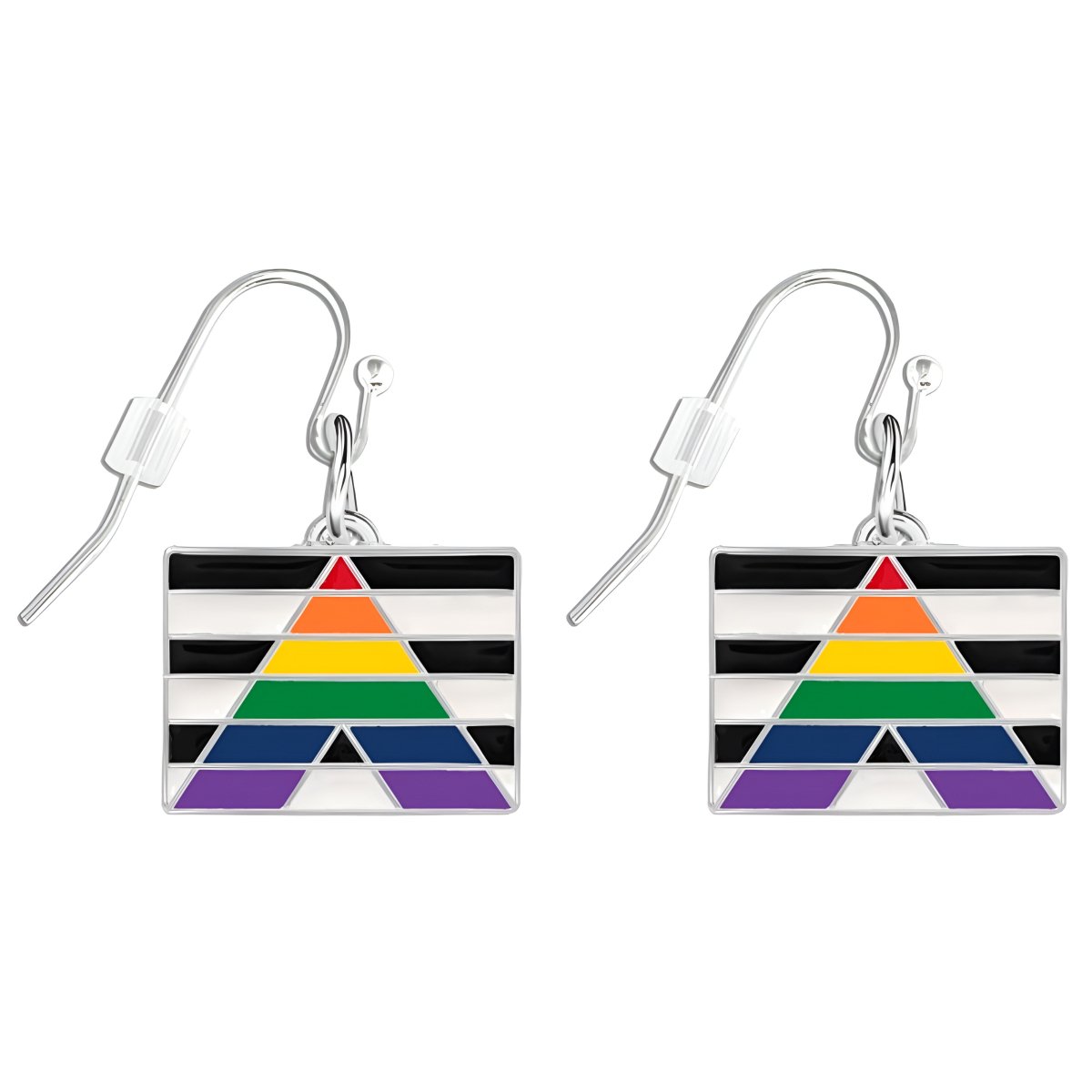 Straight Ally LGBTQ Pride Rectangle Charm Hanging Earrings - Fundraising For A Cause