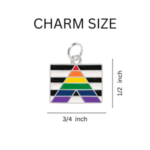 Straight Ally LGBTQ Pride Rectangle Flag Black Leather Cord Bracelets - Fundraising For A Cause