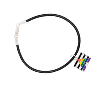 Load image into Gallery viewer, Straight Ally LGBTQ Pride Rectangle Flag Black Leather Cord Bracelets - Fundraising For A Cause