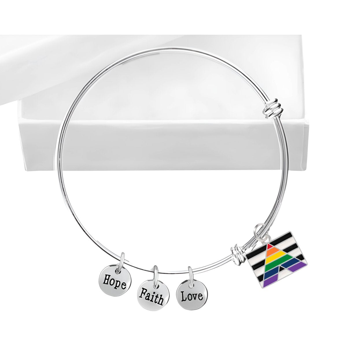 Straight Ally LGBTQ Pride Rectangle Flag Retractable Charm Bracelets - Fundraising For A Cause