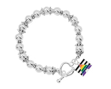 Load image into Gallery viewer, Straight Ally LGBTQ Pride Rectangle Silver Beaded Charm Bracelets - Fundraising For A Cause