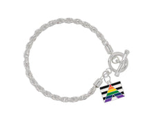Load image into Gallery viewer, Straight Ally LGBTQ Pride Rectangle Silver Rope Bracelets - Fundraising For A Cause