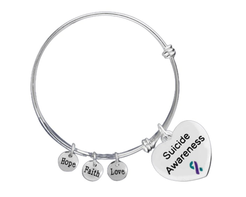 Suicide Awareness Heart Charm Retractable Bracelets - Fundraising For A Cause