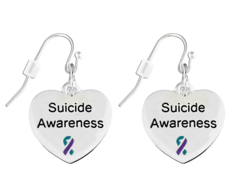 Suicide Awareness Heart Hanging Earrings - Fundraising For A Cause