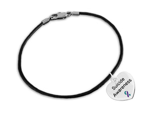 Suicide Awareness Heart Leather Cord Bracelets - Fundraising For A Cause