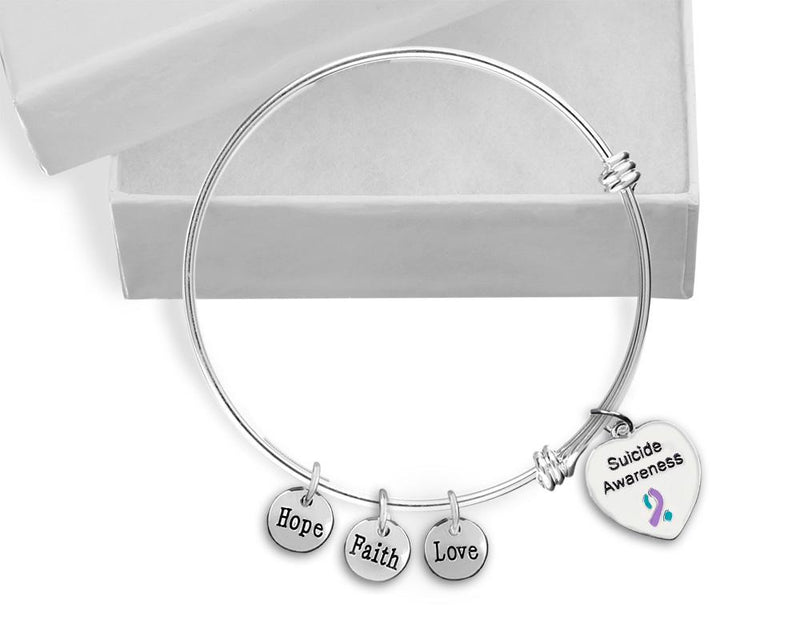Suicide Awareness Heart Retractable Charm Bracelets - Fundraising For A Cause