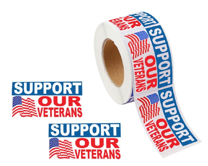 Support Our Veterans American Flag Stickers (250 per Roll) - Fundraising For A Cause