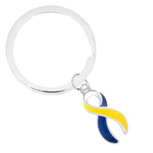 Load image into Gallery viewer, Support Ukraine Blue &amp; Yellow Ribbon Split Style Key Chains - Fundraising For A Cause