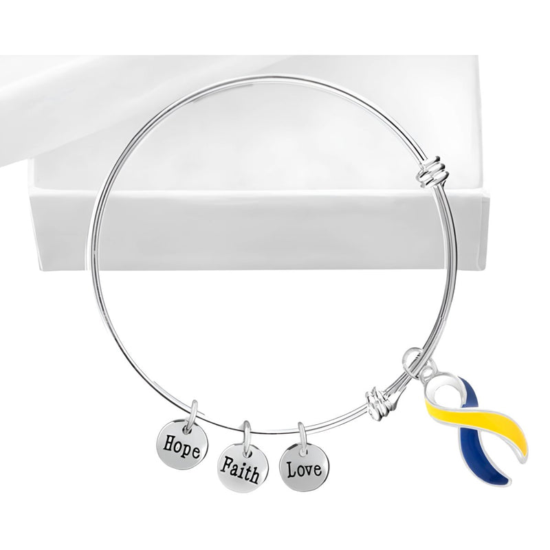 Support Ukraine Retractable Bracelets with Blue & Yellow Ribbon Charms - Fundraising For A Cause