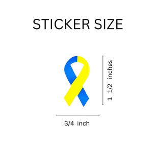 Support Ukraine Small Blue & Yellow Ribbon Stickers (250 Stickers) - Fundraising For A Cause