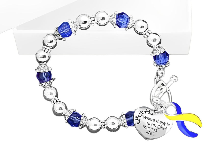 Support Ukraine Where There is Love Large Blue & Yellow Ribbon Bracelets - Fundraising For A Cause