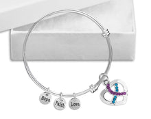 Load image into Gallery viewer, Teal &amp; Purple Crystal Ribbon Retractable Charm Bracelets - Fundraising For A Cause