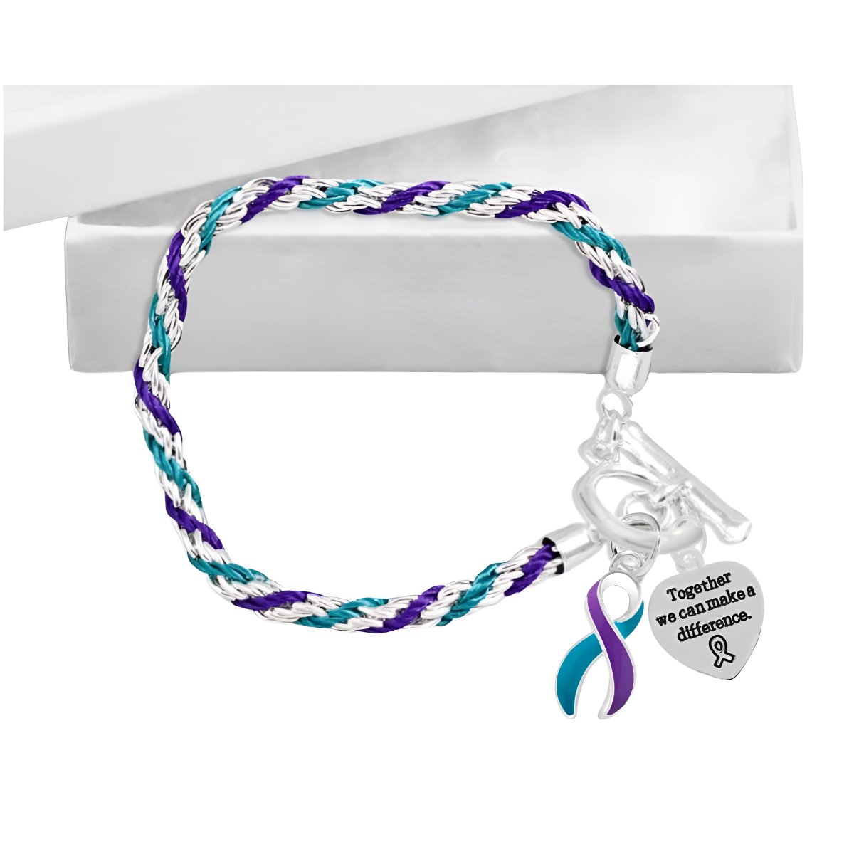 Teal & Purple Ribbon Awareness Bracelets - Fundraising For A Cause