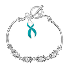 Load image into Gallery viewer, Teal Ribbon Charm Partial Beaded Bracelets - Fundraising For A Cause