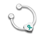 Teal Ribbon Heart Key Chain - Fundraising For A Cause