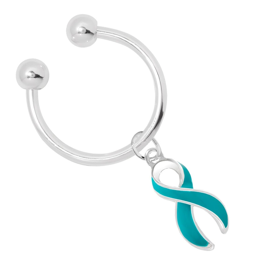 Teal Ribbon Horseshoe Key Chains - Fundraising For A Cause