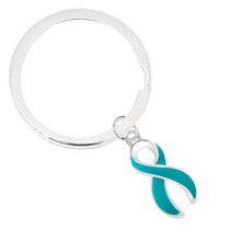 Load image into Gallery viewer, Teal Ribbon Split Style Key Chains - Fundraising For A Cause
