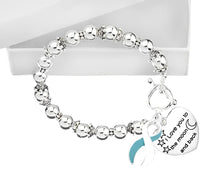 Load image into Gallery viewer, Teal &amp; White Ribbon To The Moon And Back Awareness Charm Bracelets - Fundraising For A Cause
