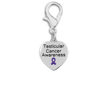 Load image into Gallery viewer, Testicular Cancer Awareness Hanging Heart Charm - Fundraising For A Cause