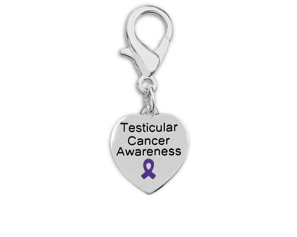 Testicular Cancer Awareness Hanging Heart Charm - Fundraising For A Cause