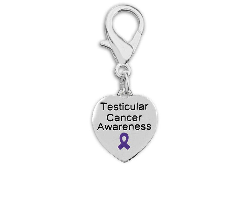 Testicular Cancer Awareness Hanging Heart Charm - Fundraising For A Cause
