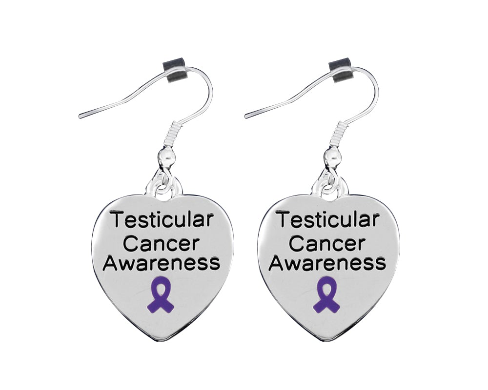 Testicular Cancer Awareness Heart Earrings - Fundraising For A Cause