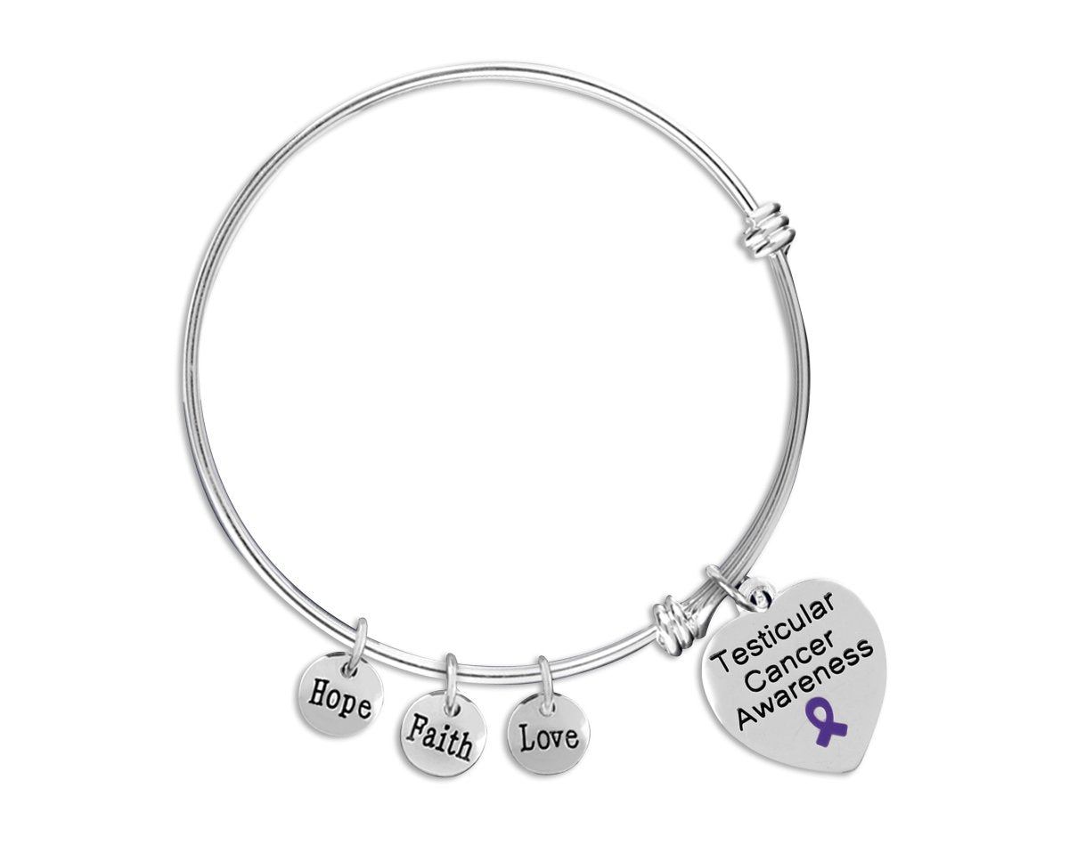 Testicular Cancer Heart Retractable Charm Bracelets - Fundraising For A Cause