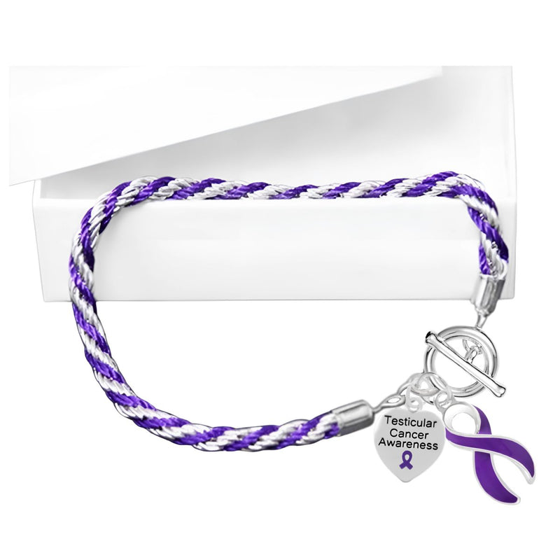 Testicular Cancer Purple Ribbon Rope Bracelets - Fundraising For A Cause