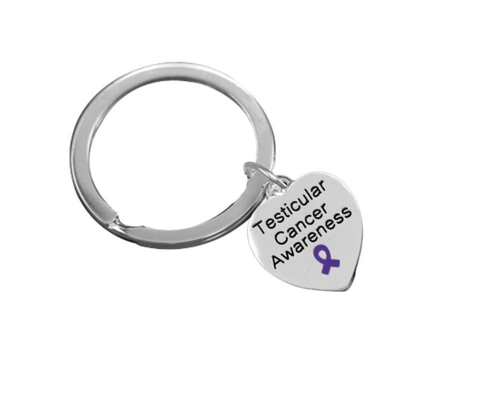 Testicular Cancer Ribbon Heart Awareness Charm Split Style Keychains - Fundraising For A Cause