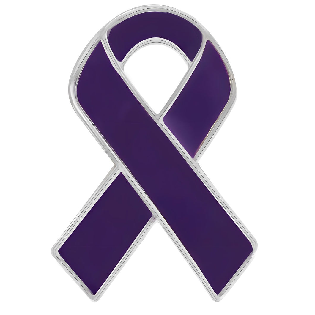 Bulk Testicular Cancer Awareness Pins - Low Cost Wholesale Purple Ribbon Pins