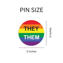 Load image into Gallery viewer, They/Them Pronoun Rainbow Flag Striped Button Pins - Fundraising For A Cause