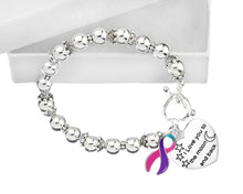 Load image into Gallery viewer, Thyroid Cancer Love You To The Moon And Back Silver Beaded Bracelets - Fundraising For A Cause