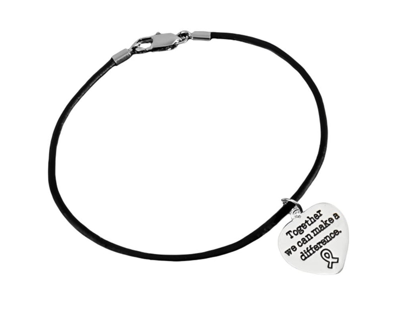 "Together we can make a difference" Heart Charm Black Cord Bracelets - Fundraising For A Cause