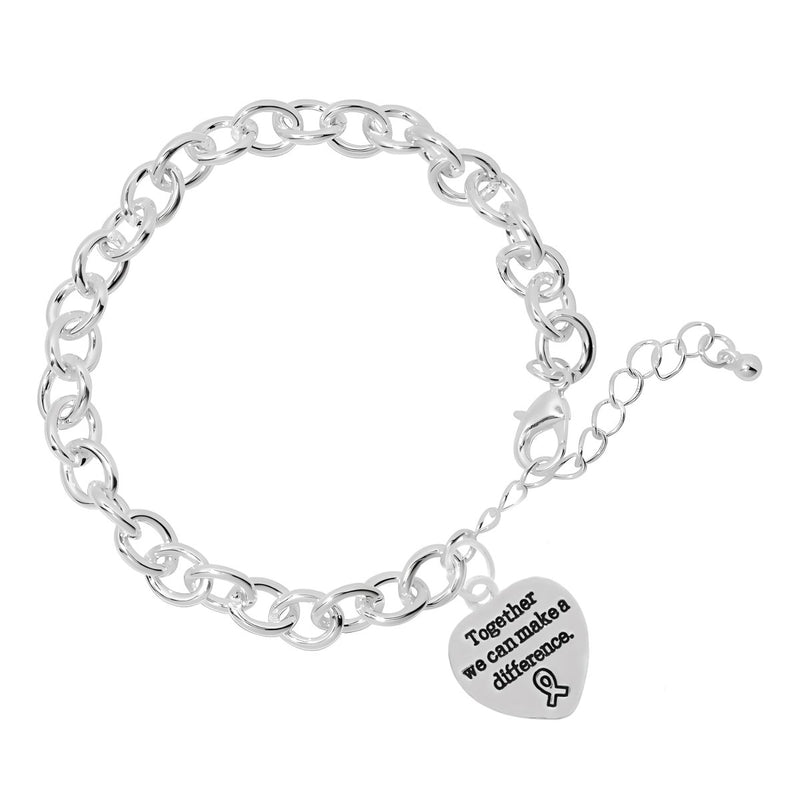 "Together we can make a difference" Heart Charm Chunky Link Style Bracelets - Fundraising For A Cause