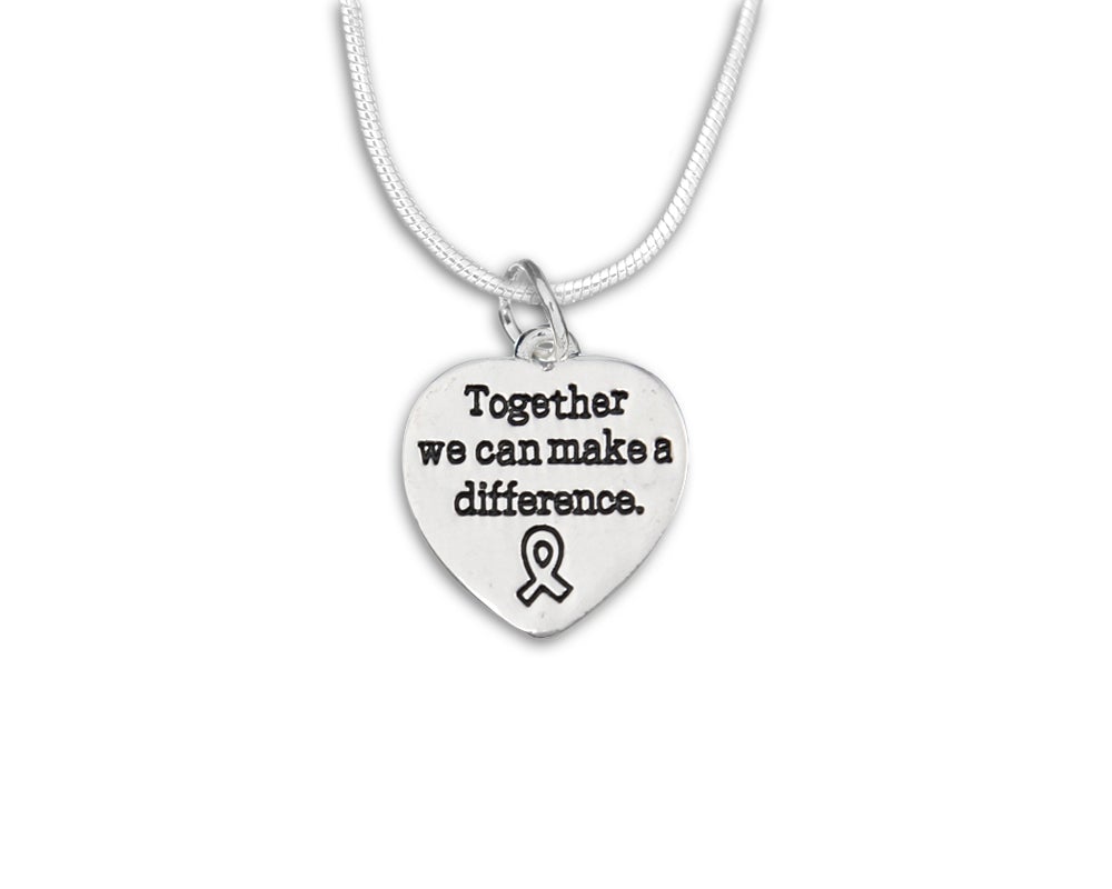 Together We Can Make A Difference Heart Charm Snake Chain Necklace - Fundraising For A Cause