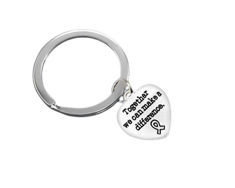 "Together We Can Make A Difference" Heart Charm Split Ring Keychain - Fundraising For A Cause